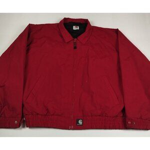 Carhartt Men L Red Harrington Full Zip Jacket Light Lined Bomber Casual Retro